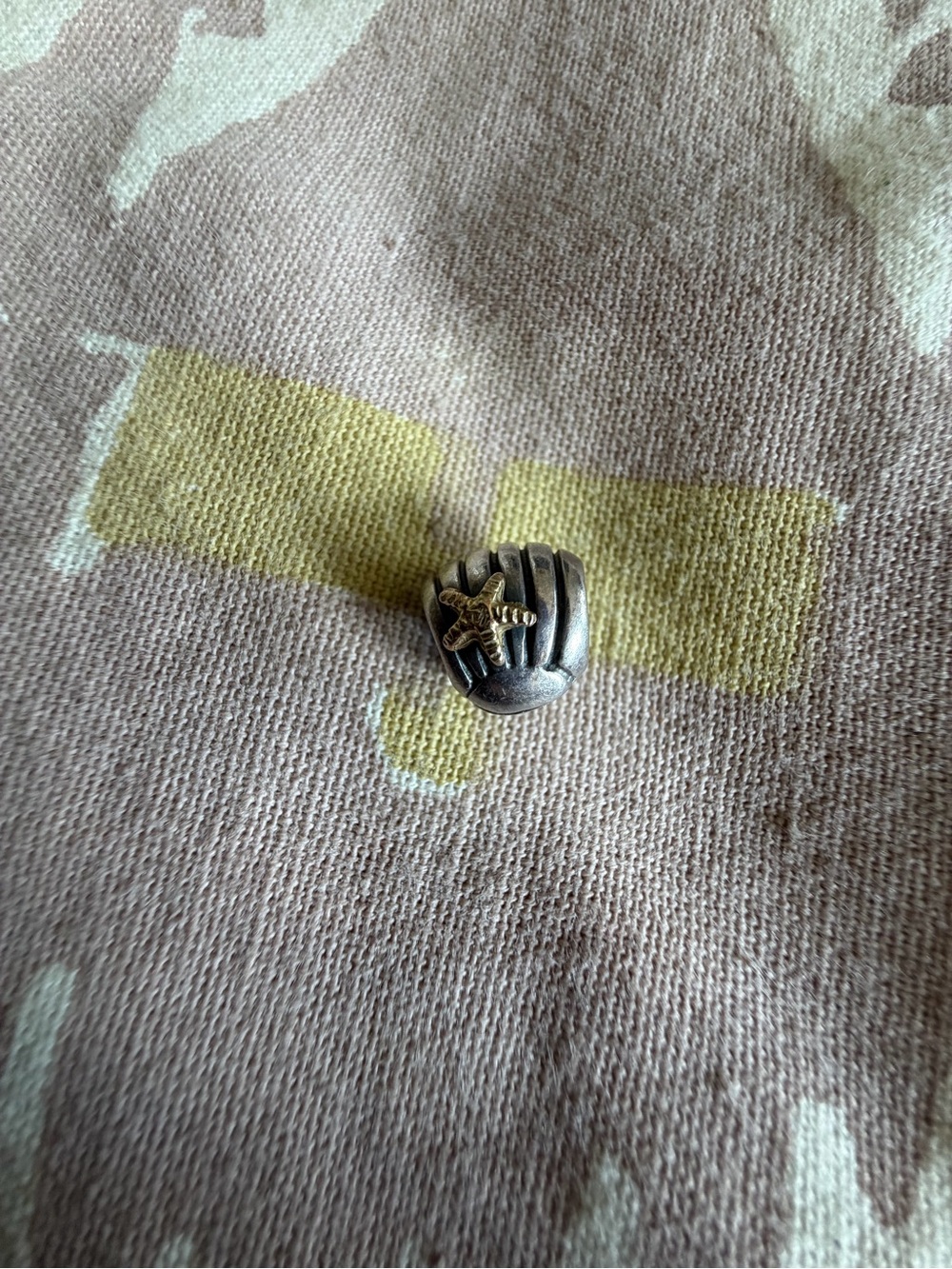 Pandora Silver-Tone Shell with Gold starfish Accent